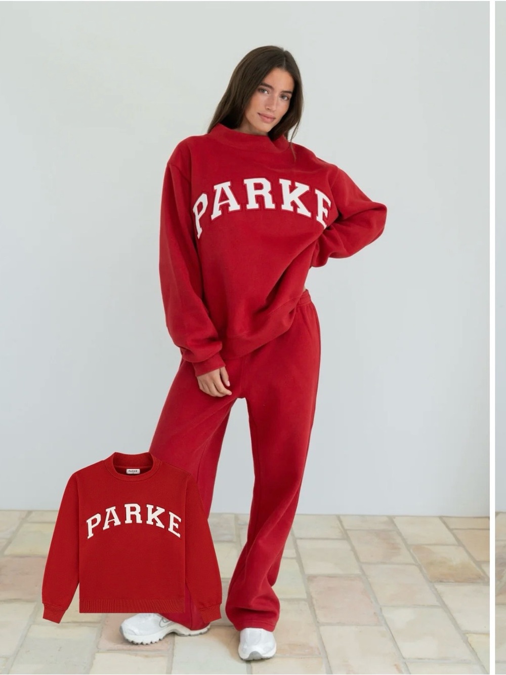 Parke Varsity Mock neck In Crimson Sweatshirt Size S/M